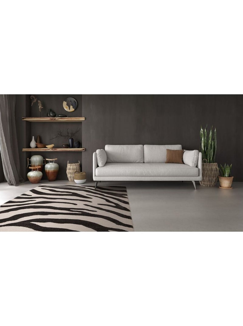 Tapis moderne motif zèbre rectangle Aloee Noir - Kiabi