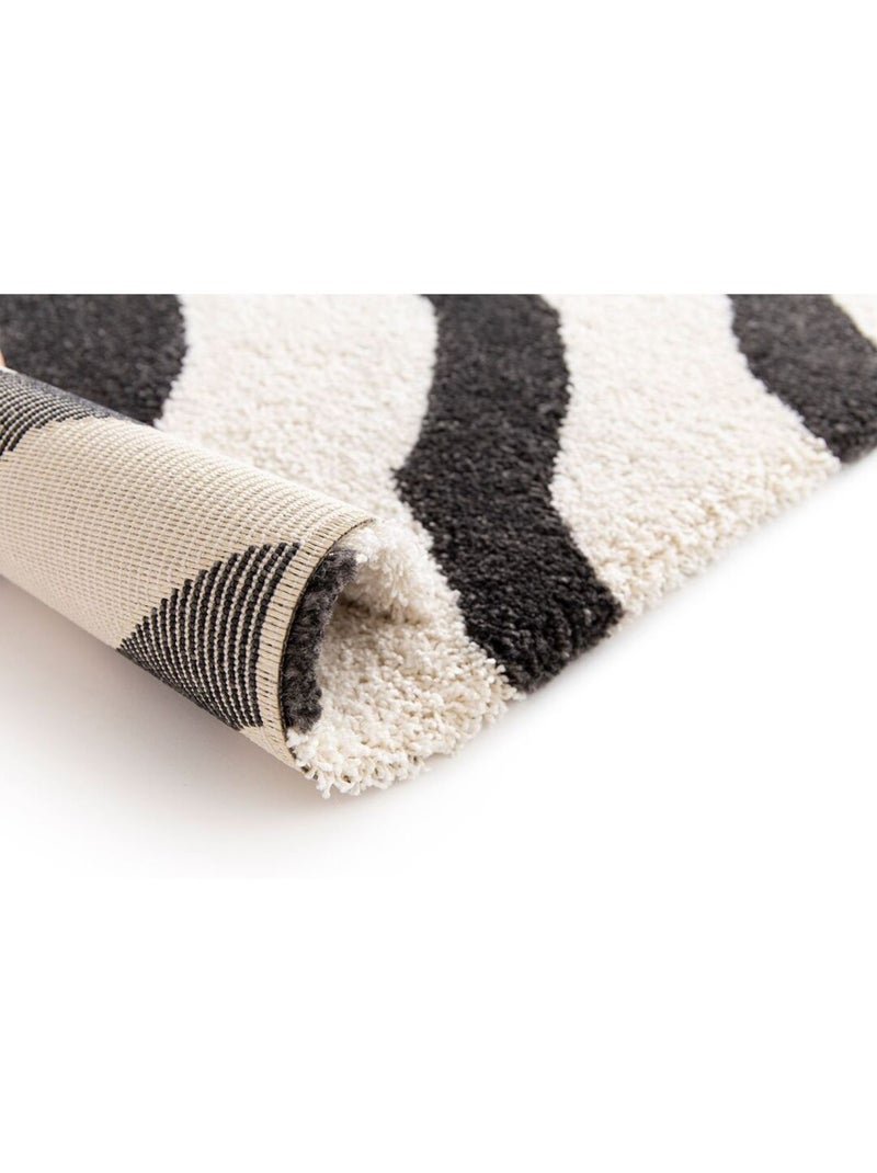 Tapis moderne motif zèbre rectangle Aloee Noir - Kiabi