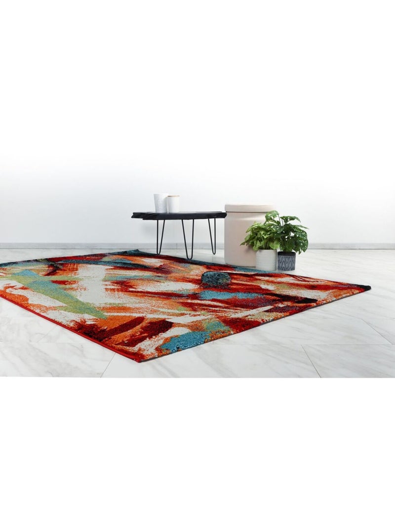 Tapis moderne multicolore courtes mèches Nakka Multicolore - Kiabi