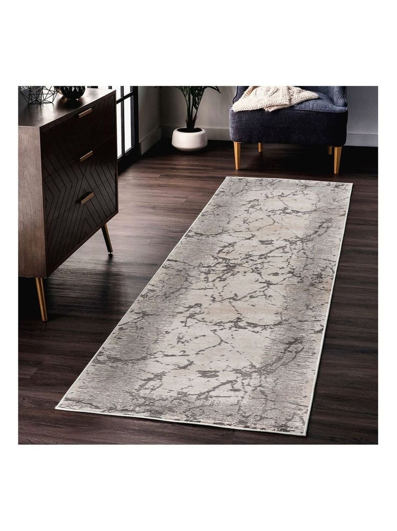 Tapis moderne poils ras abstrait Alva Beige - Kiabi
