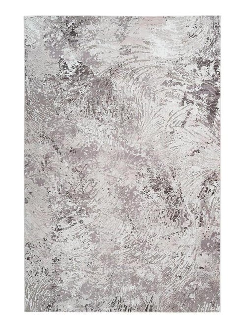 Tapis moderne rectangle rayé en polyester taupe Virginia - Kiabi