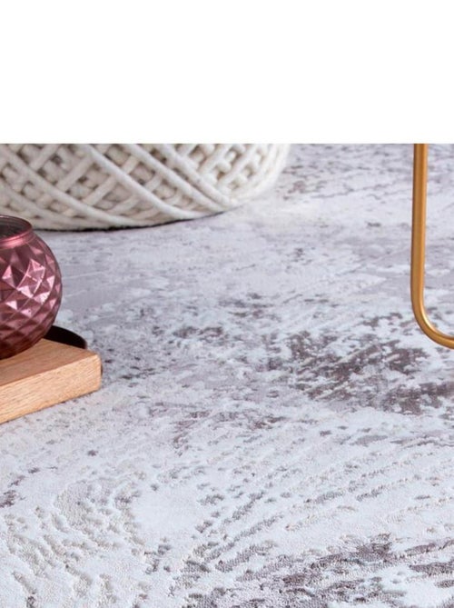 Tapis moderne rectangle rayé en polyester taupe Virginia - Kiabi