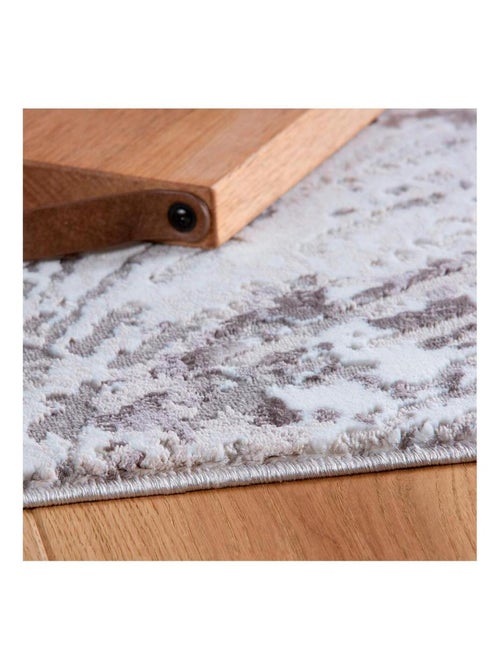Tapis moderne rectangle rayé en polyester taupe Virginia - Kiabi