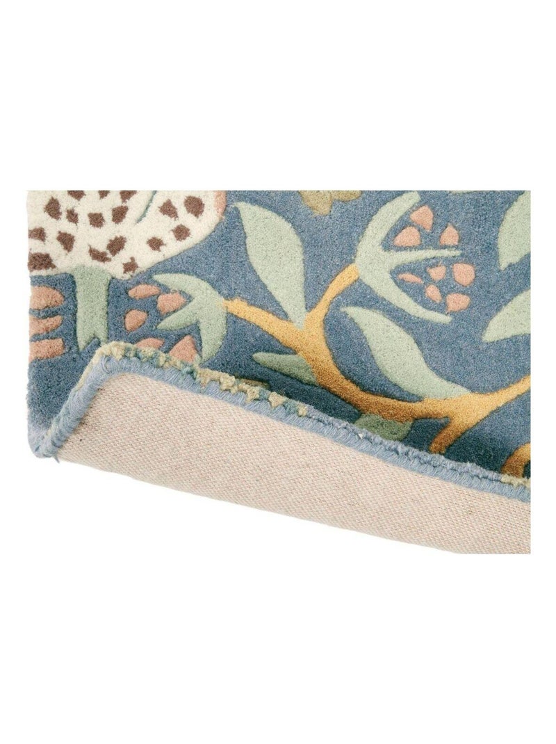 Tapis moderne tufté main floral laine et viscose Strawberry Vert - Kiabi