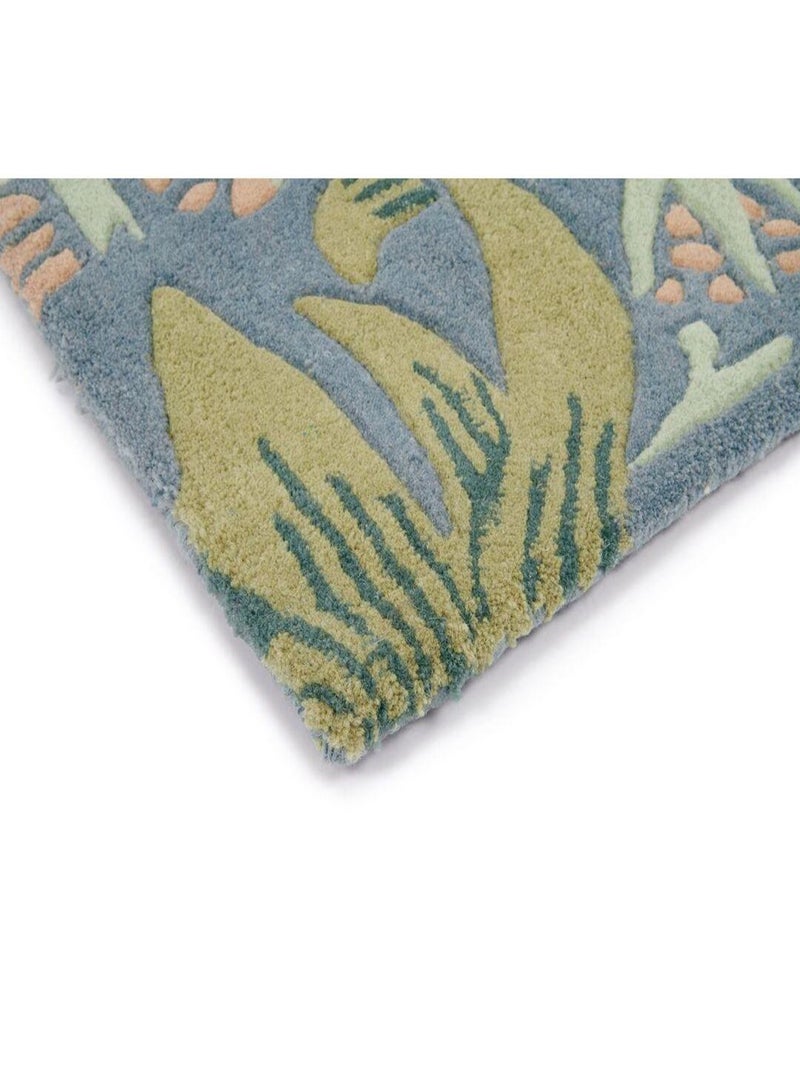 Tapis moderne tufté main floral laine et viscose Strawberry Vert - Kiabi