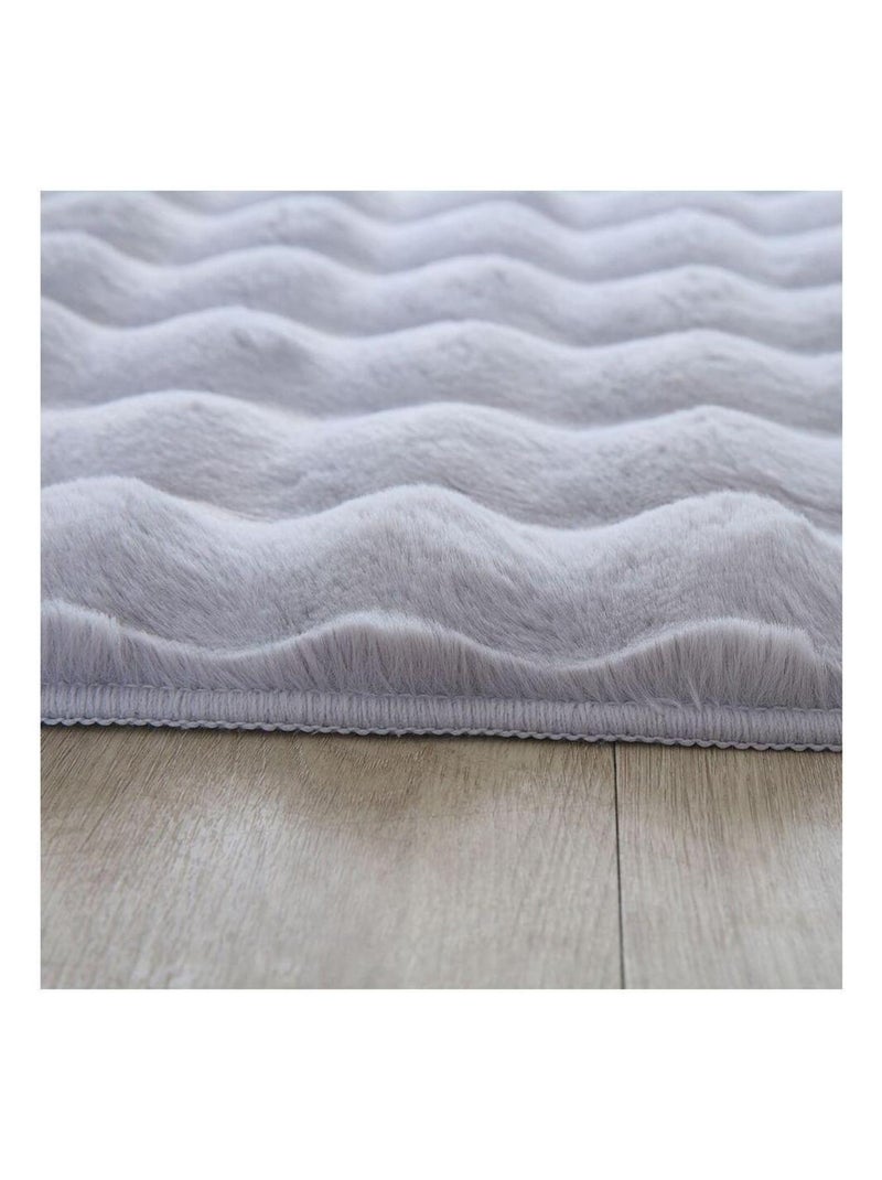 Tapis moelleux aspect 3D uni Whisper Argenté - Kiabi