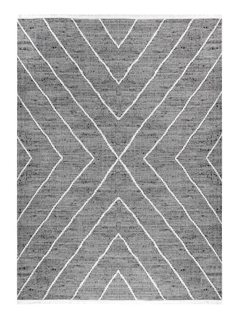 Tapis motif ethnique à franges lavable en machine Dam Gris - Kiabi