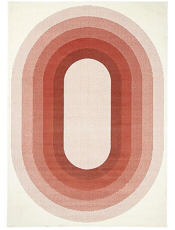 Tapis motif géométrique ovale dégradé, style rétro 70's