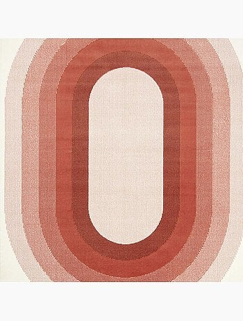 Tapis motif géométrique ovale dégradé, style rétro 70's