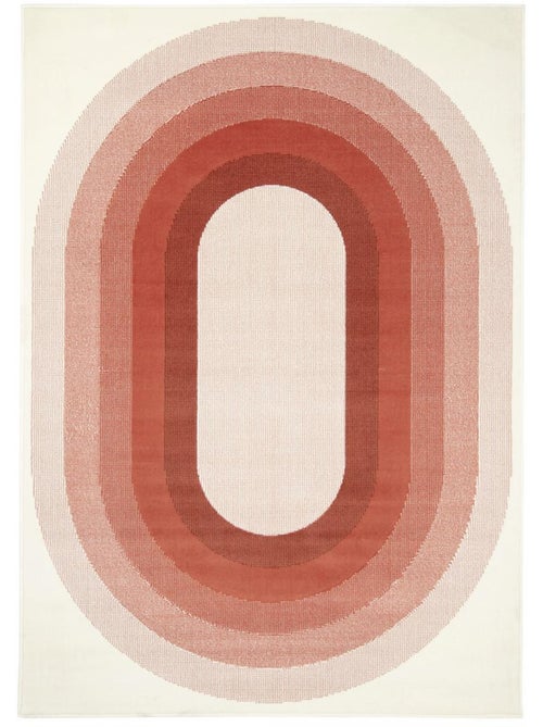 Tapis motif géométrique ovale dégradé, style rétro 70's - Kiabi