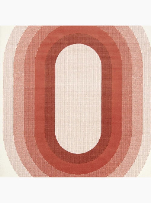 Tapis motif géométrique ovale dégradé, style rétro 70's - Kiabi