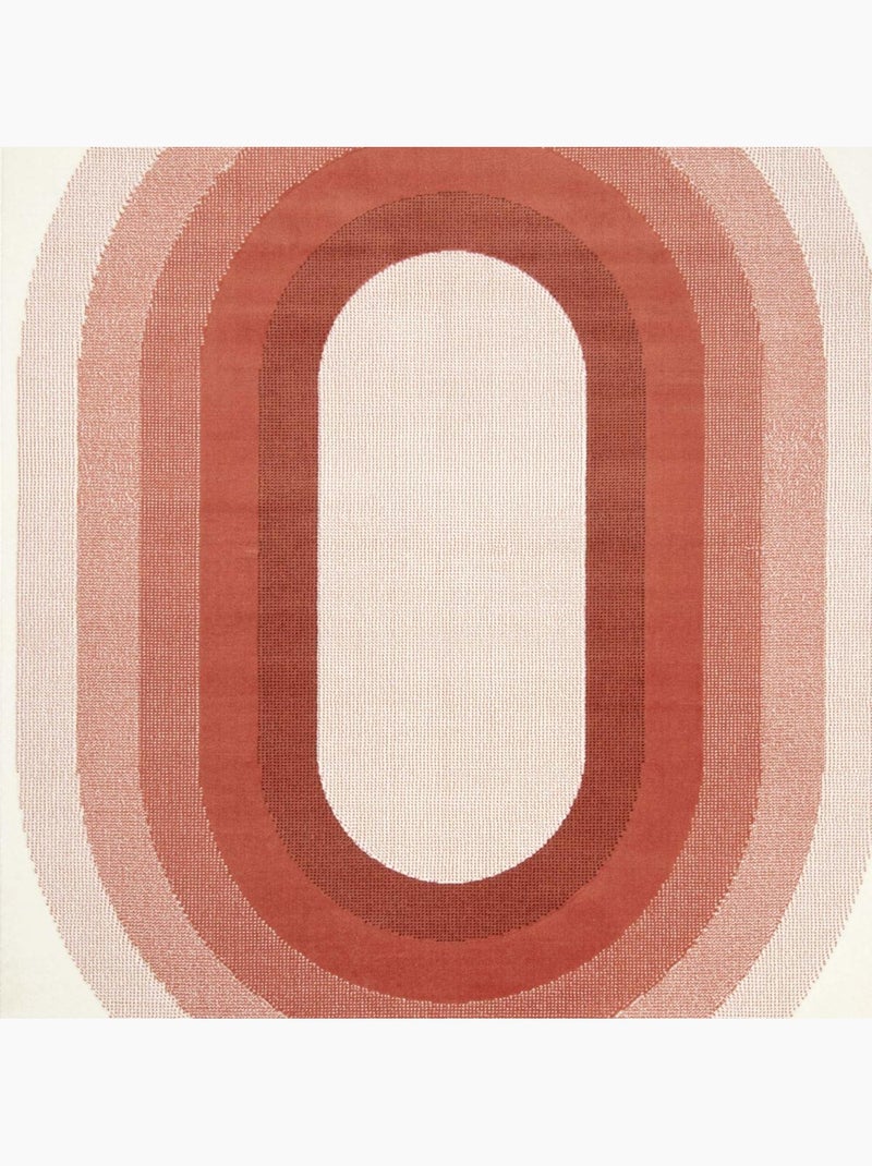 Tapis motif géométrique ovale dégradé, style rétro 70's Rouge - Kiabi