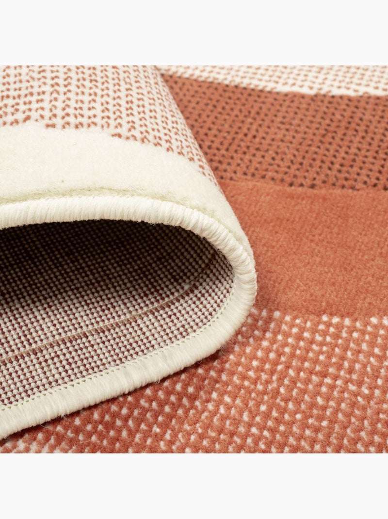 Tapis motif géométrique ovale dégradé, style rétro 70's Rouge - Kiabi