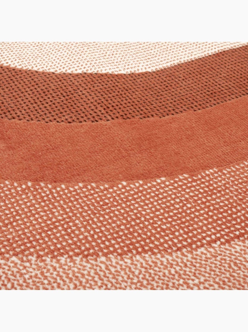 Tapis motif géométrique ovale dégradé, style rétro 70's Rouge - Kiabi
