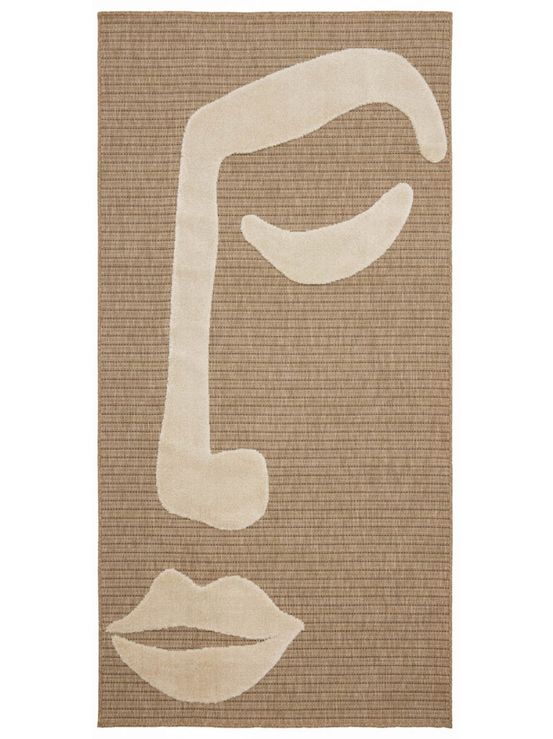 Tapis motif visage Palma Blanc - Kiabi