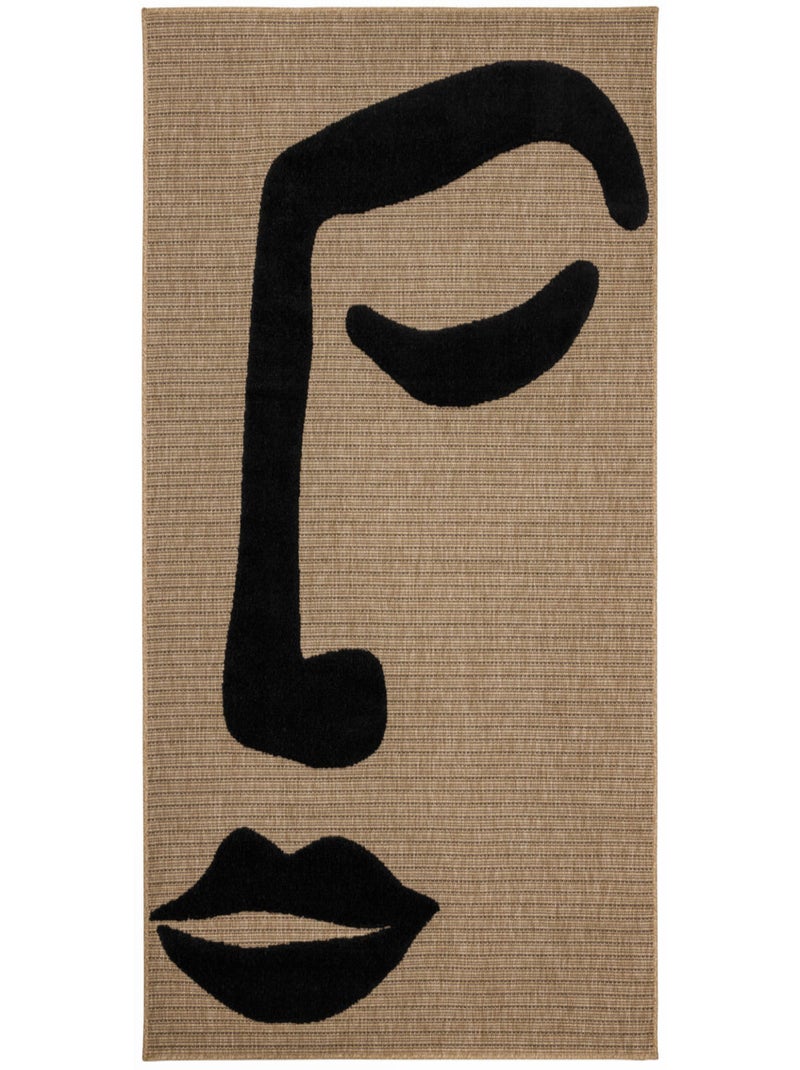 Tapis motif visage Palma Noir - Kiabi