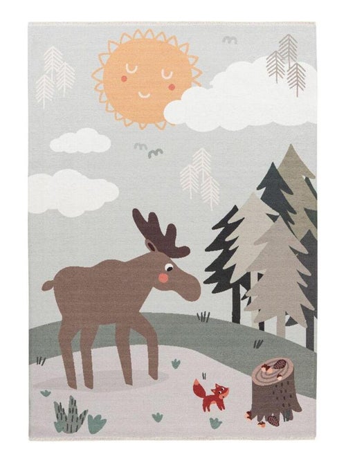 Tapis multicolore lavable en machine enfant plat Juno - Kiabi
