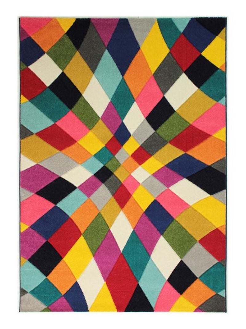 Tapis multicolore moderne rectangle à courtes mèches Rhumba Multicolore - Kiabi