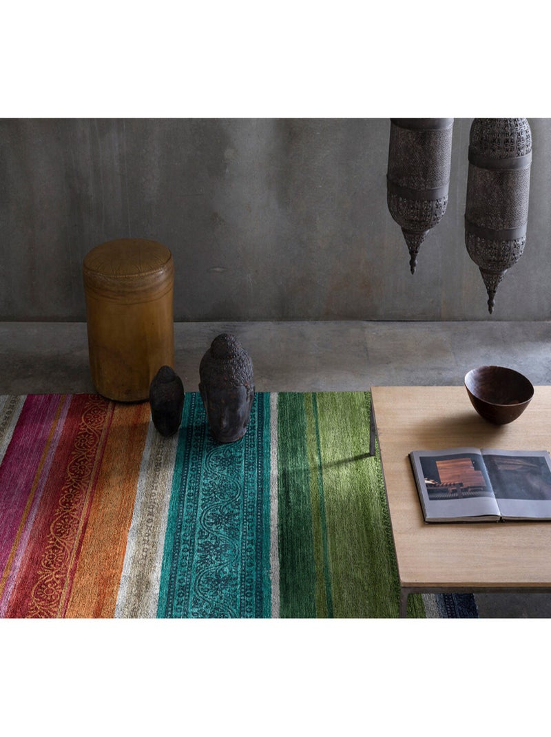 Tapis multicolore rayé plat intérieur Clarissa Multicolore - Kiabi