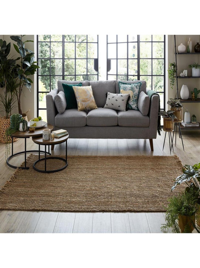 Tapis naturel en jute à franges Boucle Beige - Kiabi