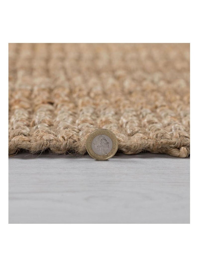 Tapis naturel en jute à franges Boucle Beige - Kiabi