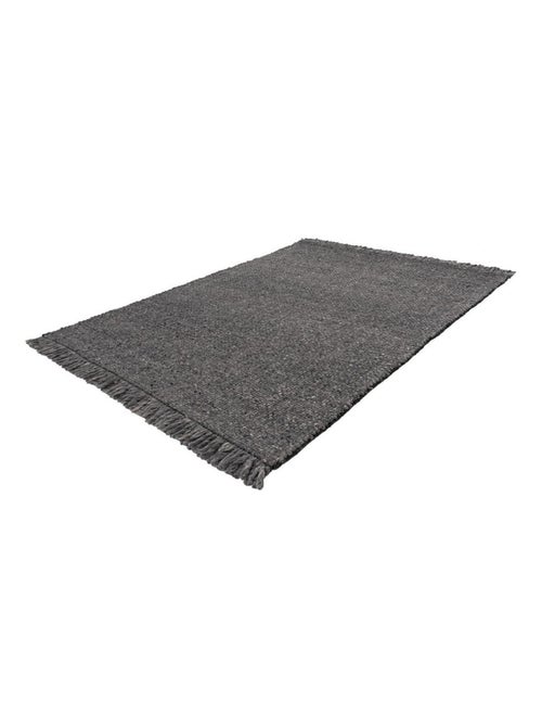 Tapis naturel en laine et viscose rectangle tissé main Tanguro - Kiabi