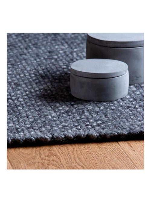 Tapis naturel en laine et viscose rectangle tissé main Tanguro - Kiabi