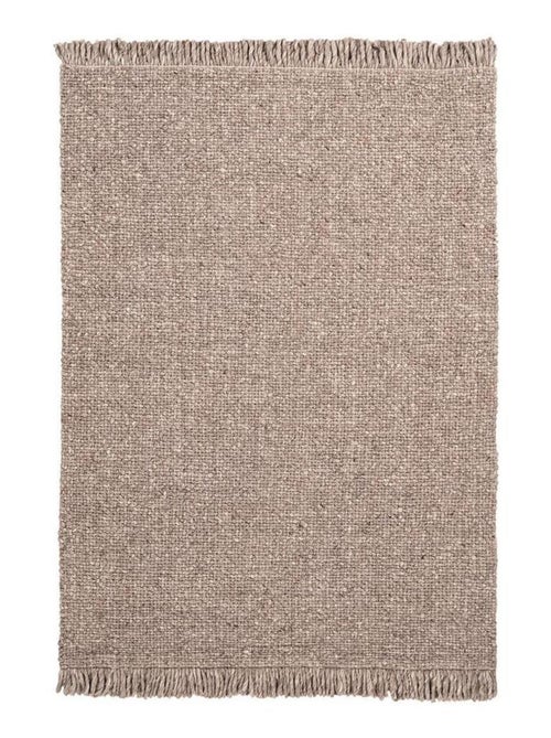 Tapis naturel en laine et viscose rectangle tissé main Tanguro - Kiabi