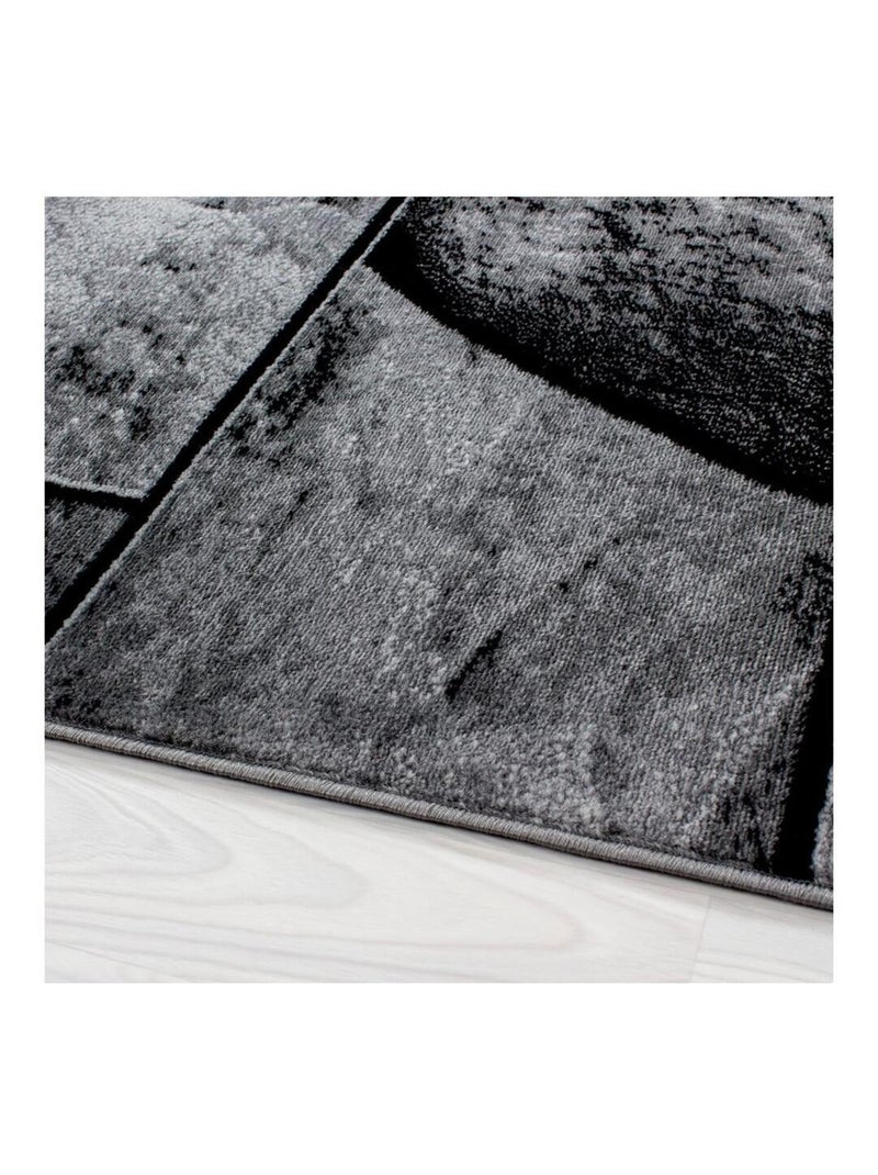 Tapis noir design pour salon rectangle Barkham Noir - Kiabi