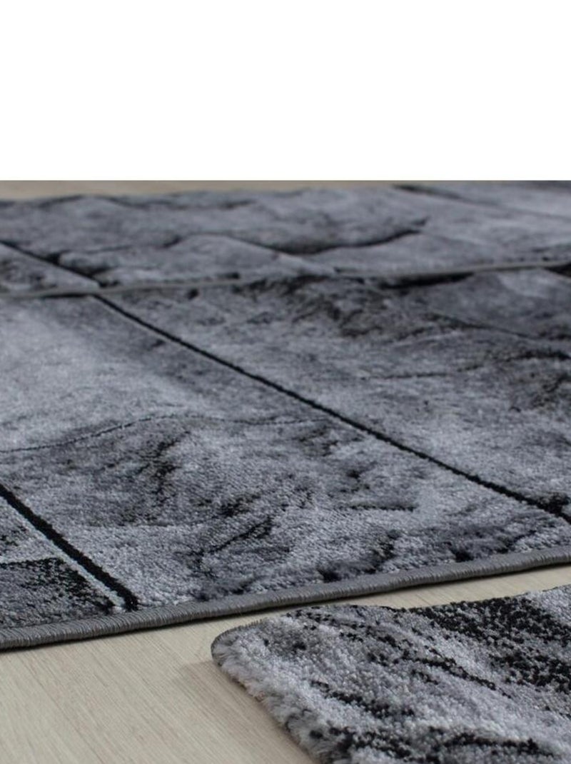 Tapis noir design pour salon rectangle Barkham Noir - Kiabi