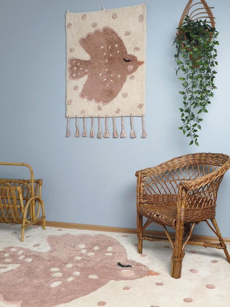 Tapis Oiseaux Birdy en Coton Beige - Kiabi