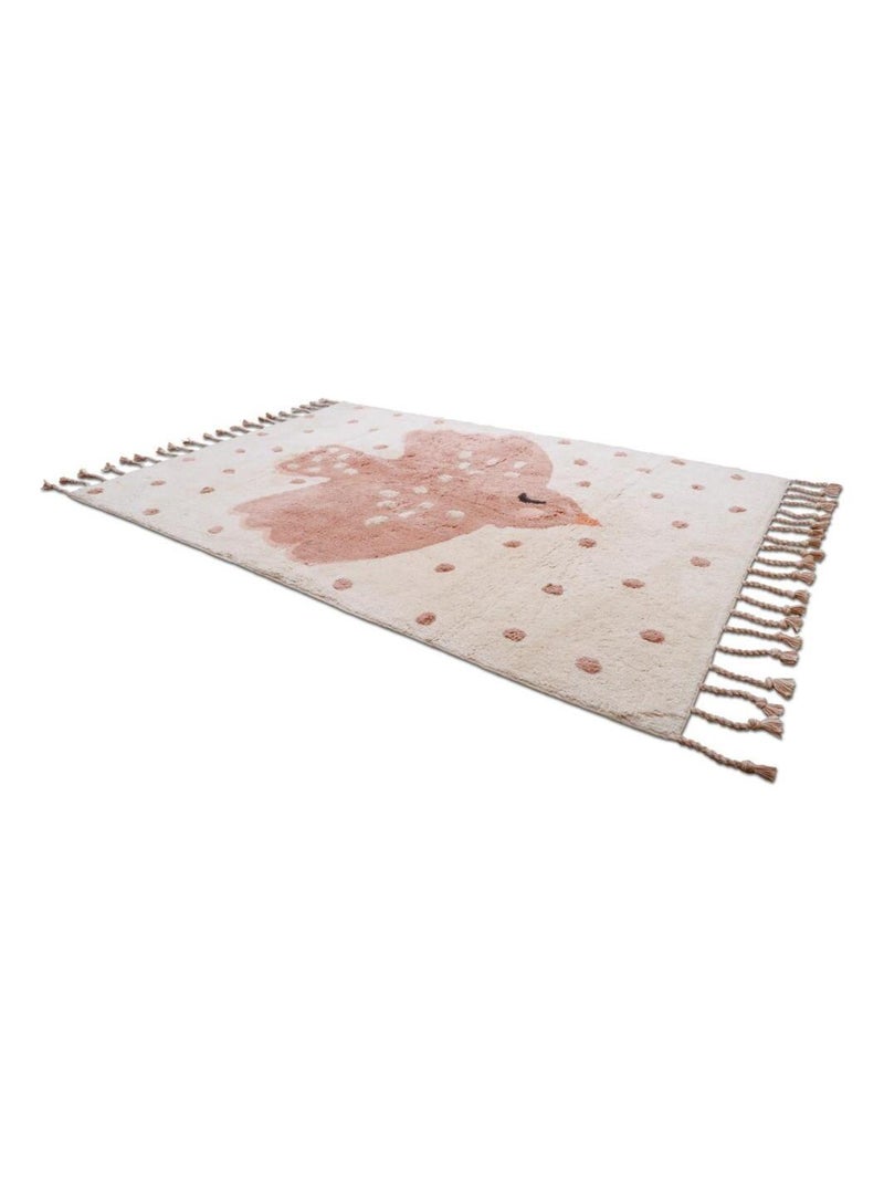 Tapis Oiseaux Birdy en Coton Beige - Kiabi