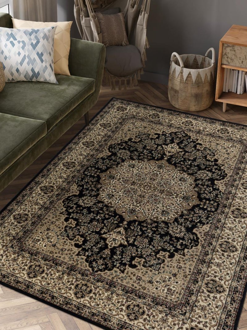 Tapis orient tissé motif classique TIBRICAM Noir - Kiabi