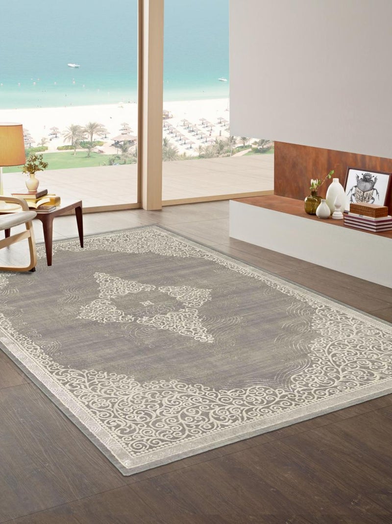 Tapis orient tissé motif ethnique MEDAROND Gris - Kiabi