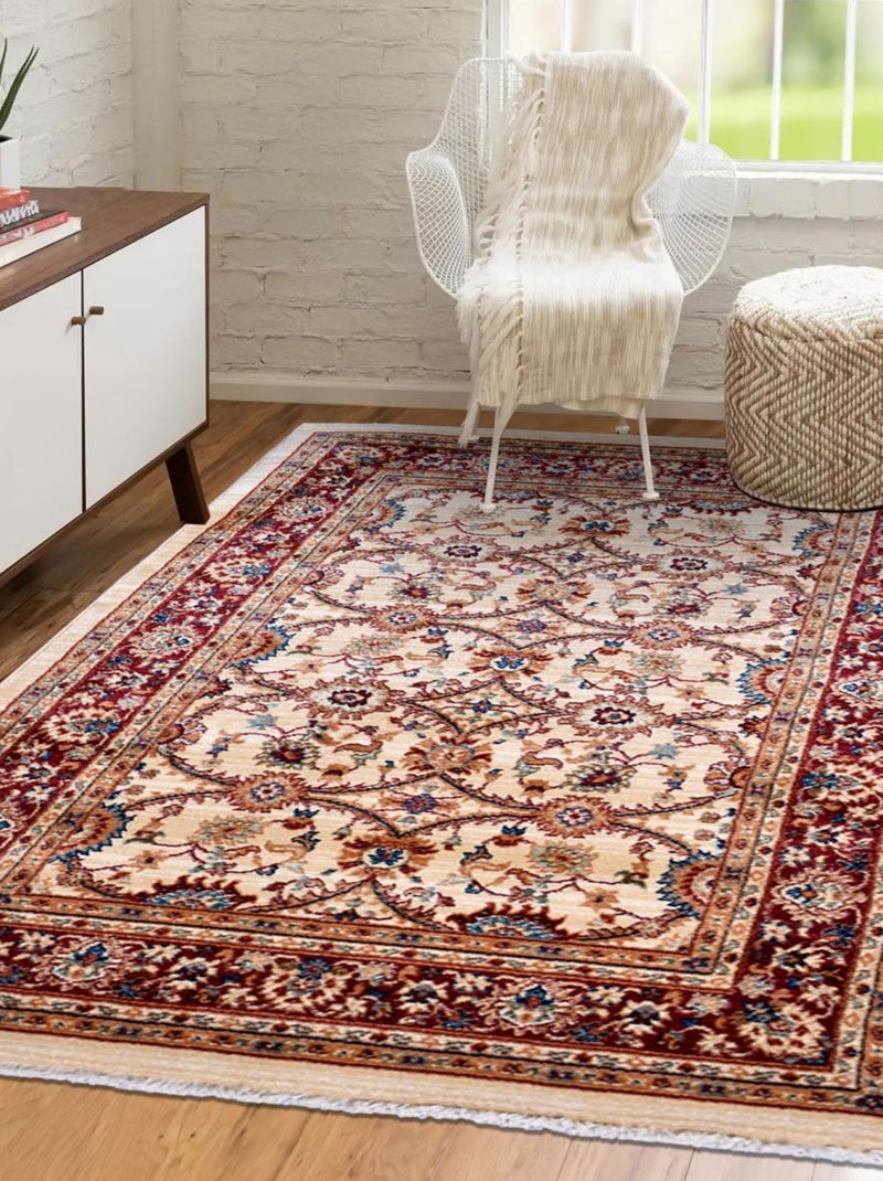 Tapis orient tissé motif traditionnel CHOBAY D Ecru - Kiabi