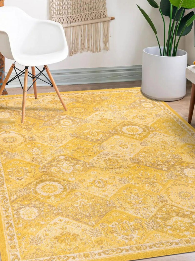 Tapis orient tissé motif traditionnel OLNA Jaune - Kiabi