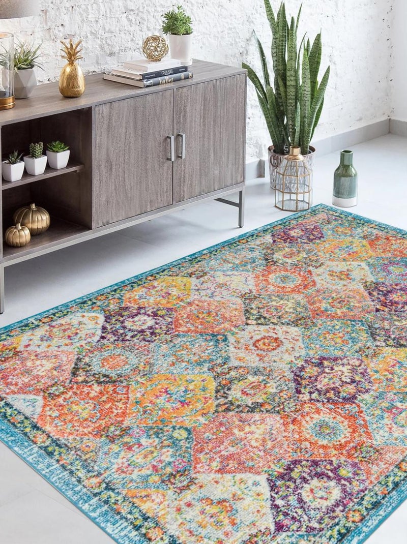 Tapis orient tissé motif traditionnel OLNA Multicolore - Kiabi