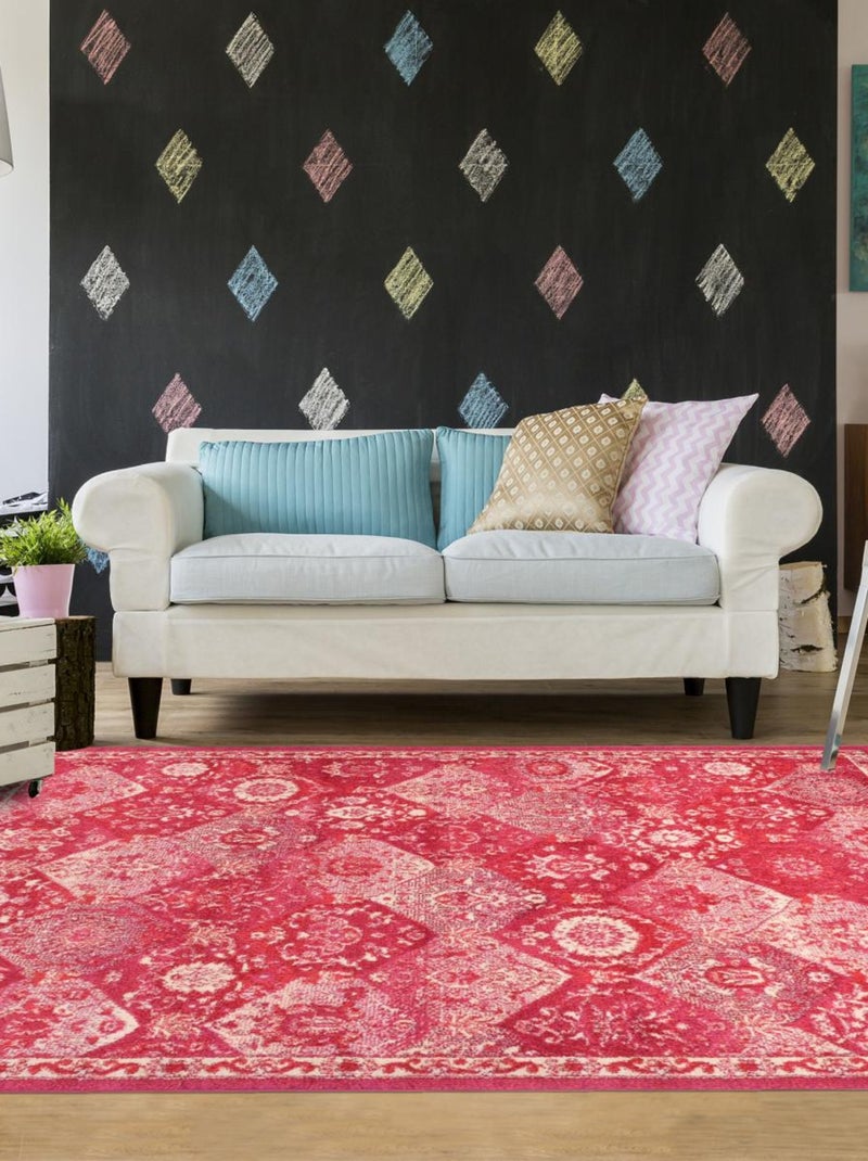 Tapis orient tissé motif traditionnel OLNA Rose - Kiabi