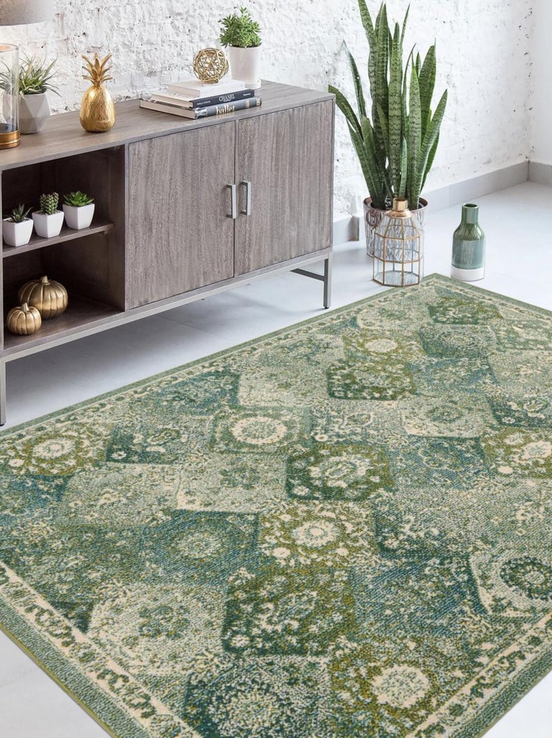 Tapis orient tissé motif traditionnel OLNA Vert - Kiabi