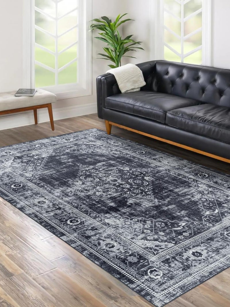 Tapis orient tissé motifs orientaux AKIAK Noir - Kiabi