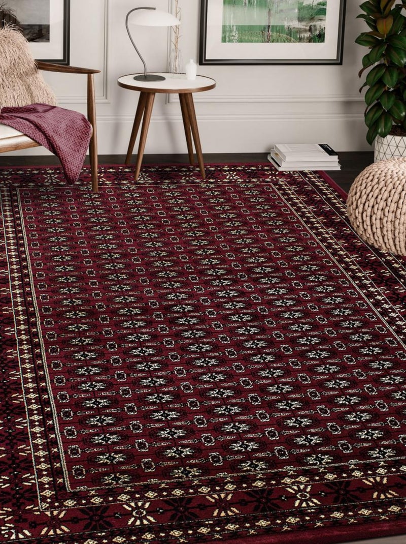 Tapis orient tissé motifs orientaux BISKO 3 Rouge - Kiabi