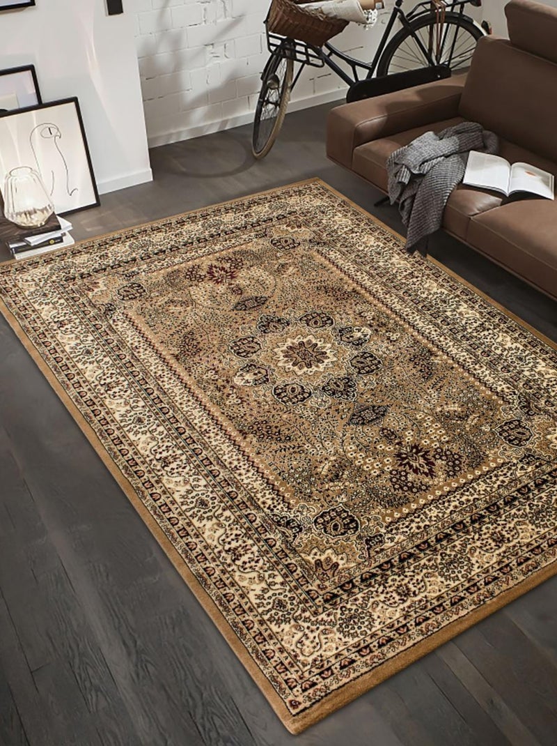 Tapis orient tissé motifs orientaux BISKO Beige - Kiabi
