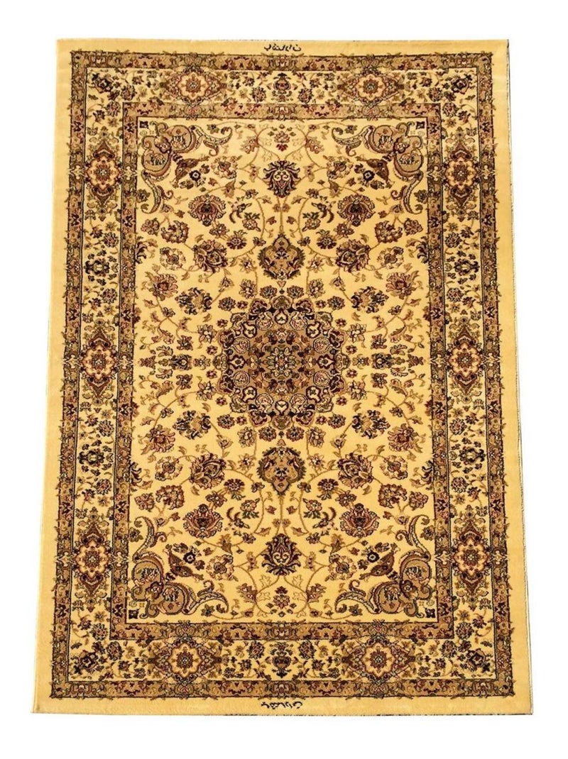 Tapis oriental tissé motif ancestral AKLIM Beige - Kiabi