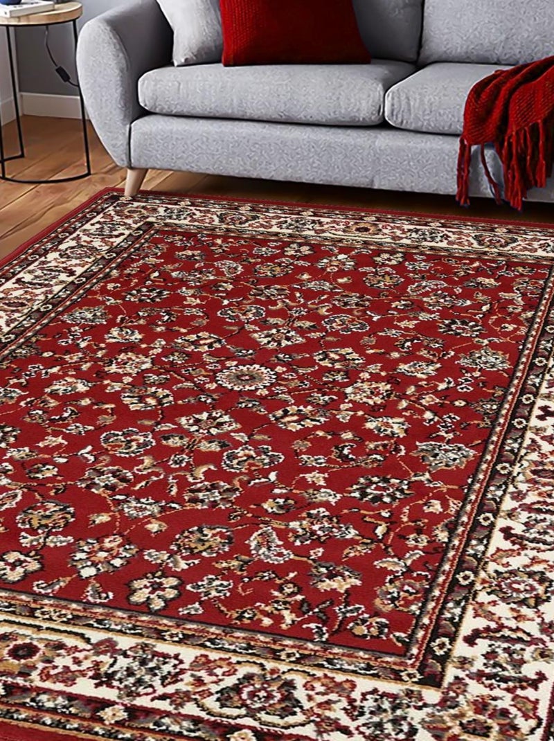 Tapis oriental tissé motif ancestral LYN1 NOMED Rouge - Kiabi
