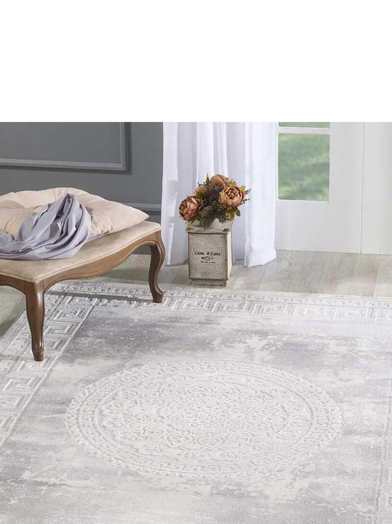 Tapis oriental tissé motif ancestral LYN7 ALAN Gris - Kiabi