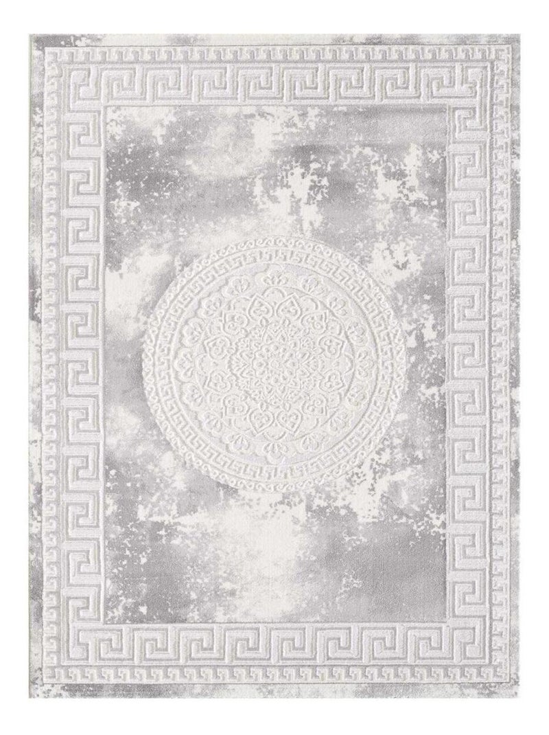 Tapis oriental tissé motif ancestral LYN7 ALAN Gris - Kiabi