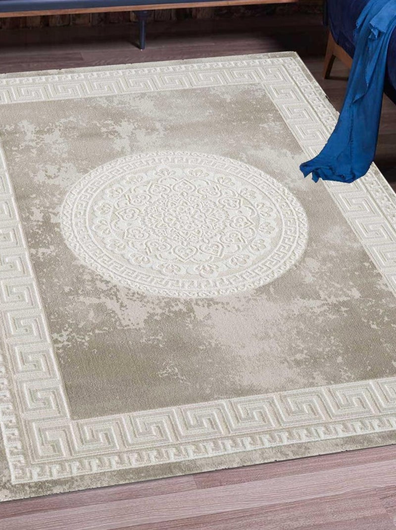 Tapis oriental tissé motif ancestral LYN7 ALAN Marron - Kiabi
