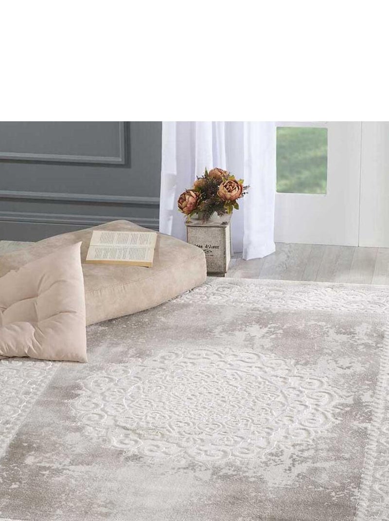 Tapis oriental tissé motif ancestral LYN7 BALROD Beige - Kiabi