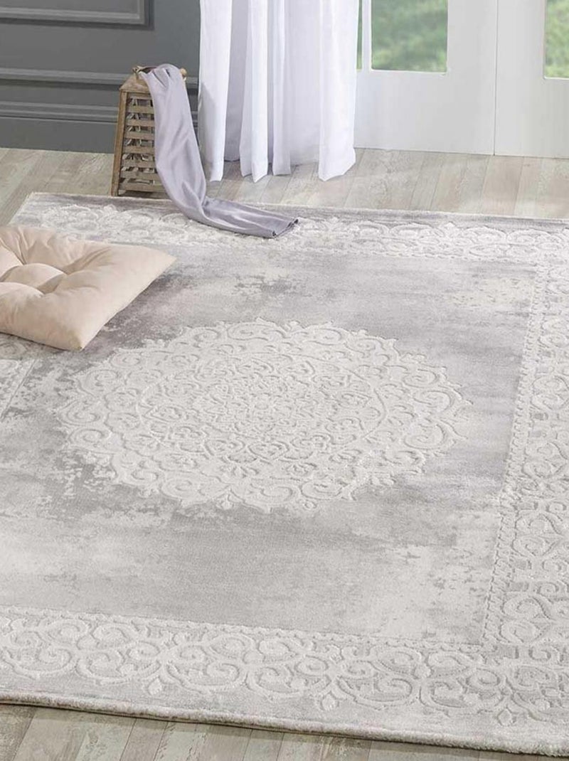 Tapis oriental tissé motif ancestral LYN7 BALROD Gris - Kiabi