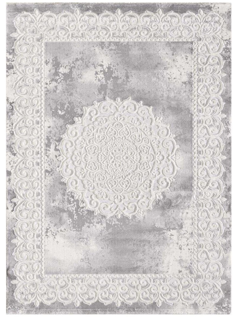 Tapis oriental tissé motif ancestral LYN7 BALROD Gris - Kiabi